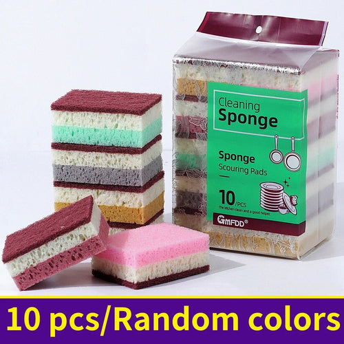 10PCS Kitchen Dishwashing Sponge | Multi - Functional High Density Clean Rub Pot - CheffyCorner