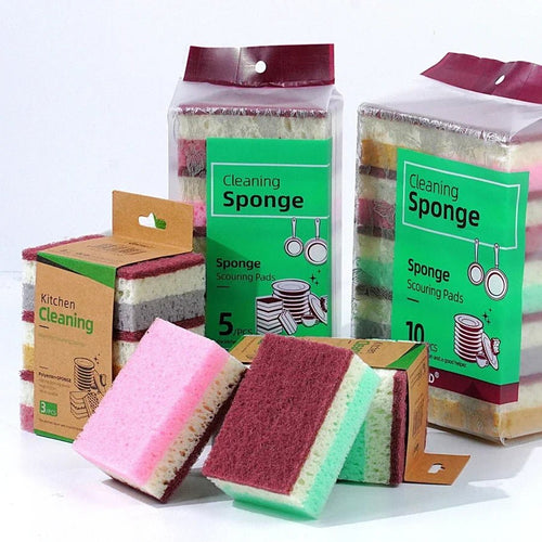 10PCS Kitchen Dishwashing Sponge | Multi - Functional High Density Clean Rub Pot - CheffyCorner