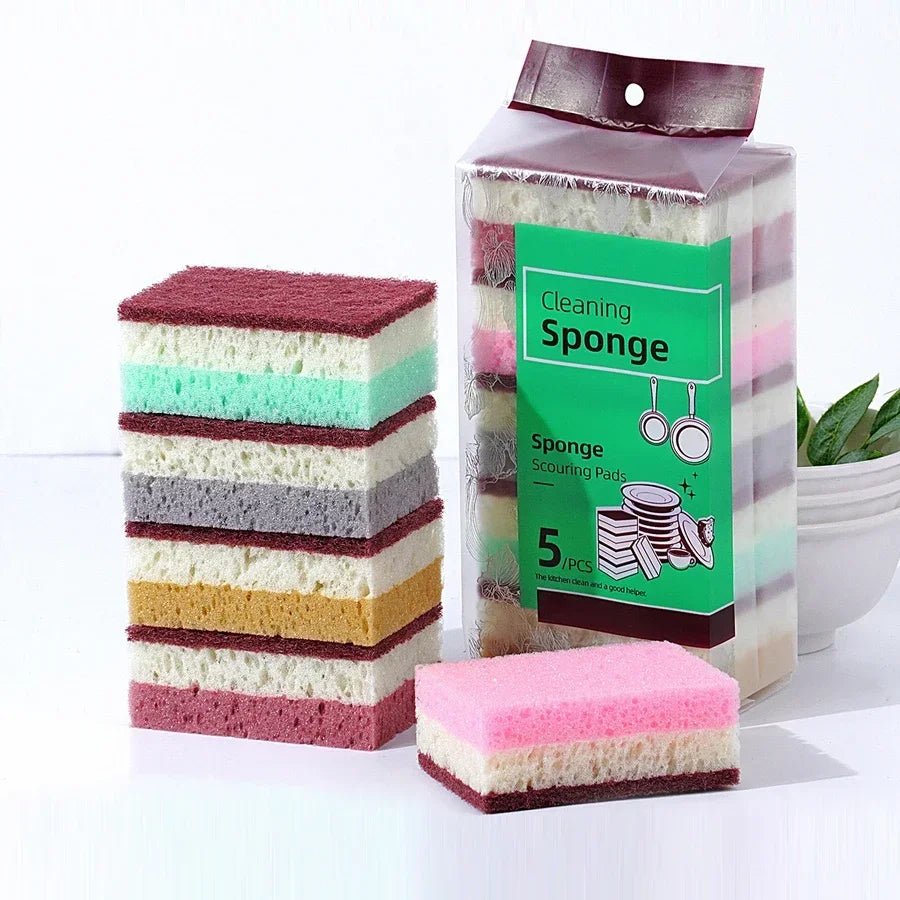 10PCS Kitchen Dishwashing Sponge | Multi - Functional High Density Clean Rub Pot - CheffyCorner