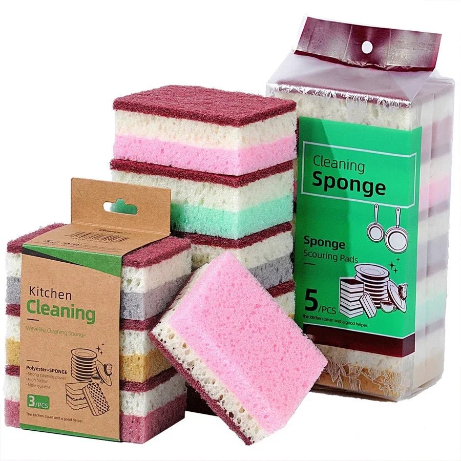 10PCS Kitchen Dishwashing Sponge | Multi - Functional High Density Clean Rub Pot - CheffyCorner