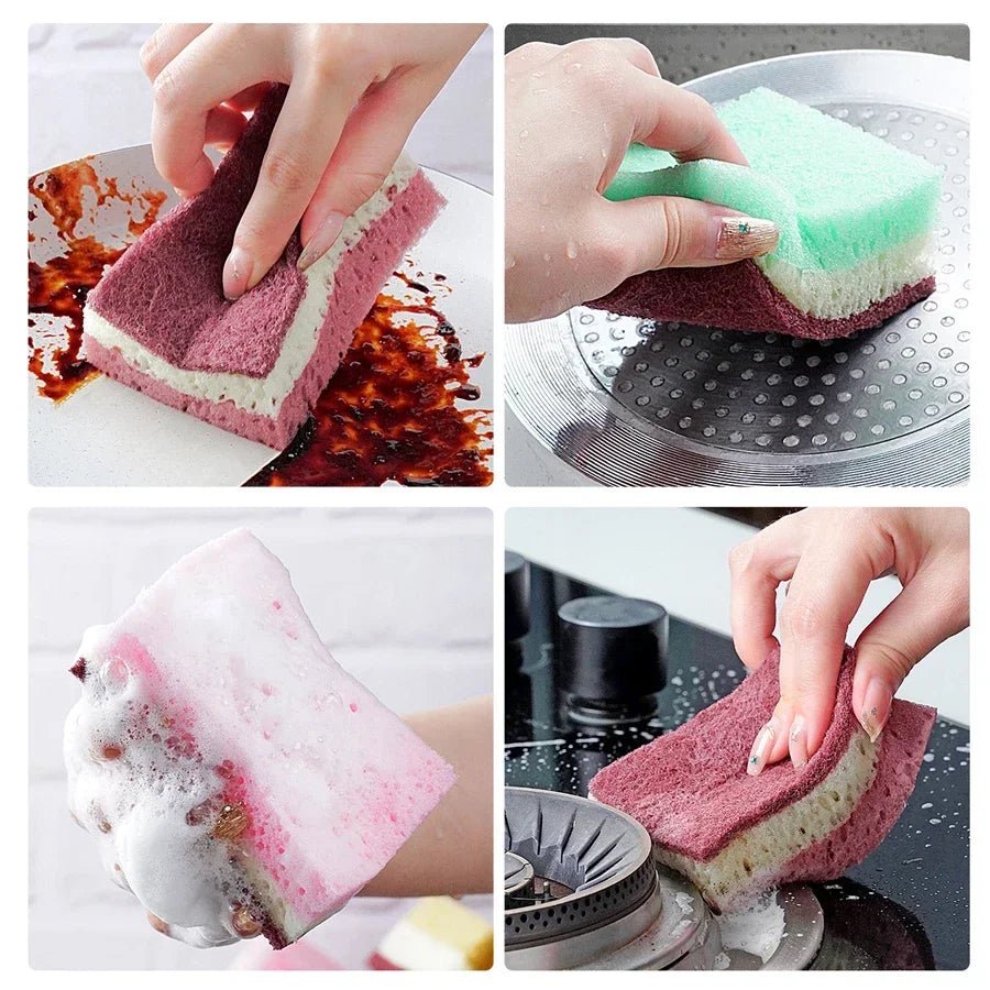10PCS Kitchen Dishwashing Sponge | Multi - Functional High Density Clean Rub Pot - CheffyCorner