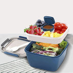 1100Ml/1500Ml Portable Lunch Box Container 2 Layer Grid Salad Bowl Bento Boxes Salad Bowls Lunch Box Lunch Container for Food - CheffyCorner