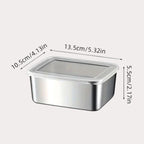 1/3/5Pcs Stainless Steel Food Storage Box Fresh - Keeping Box with Lid ,Rectangle Sausage Noodles Fruit Dish with Cover - CheffyCorner