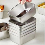 1/3/5Pcs Stainless Steel Food Storage Box Fresh - Keeping Box with Lid ,Rectangle Sausage Noodles Fruit Dish with Cover - CheffyCorner