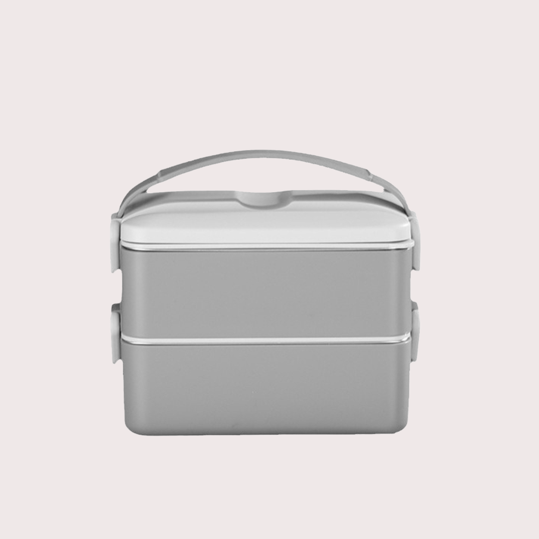 Stainless Steel 2 Layers Bento Box with Silicone Seal Belt