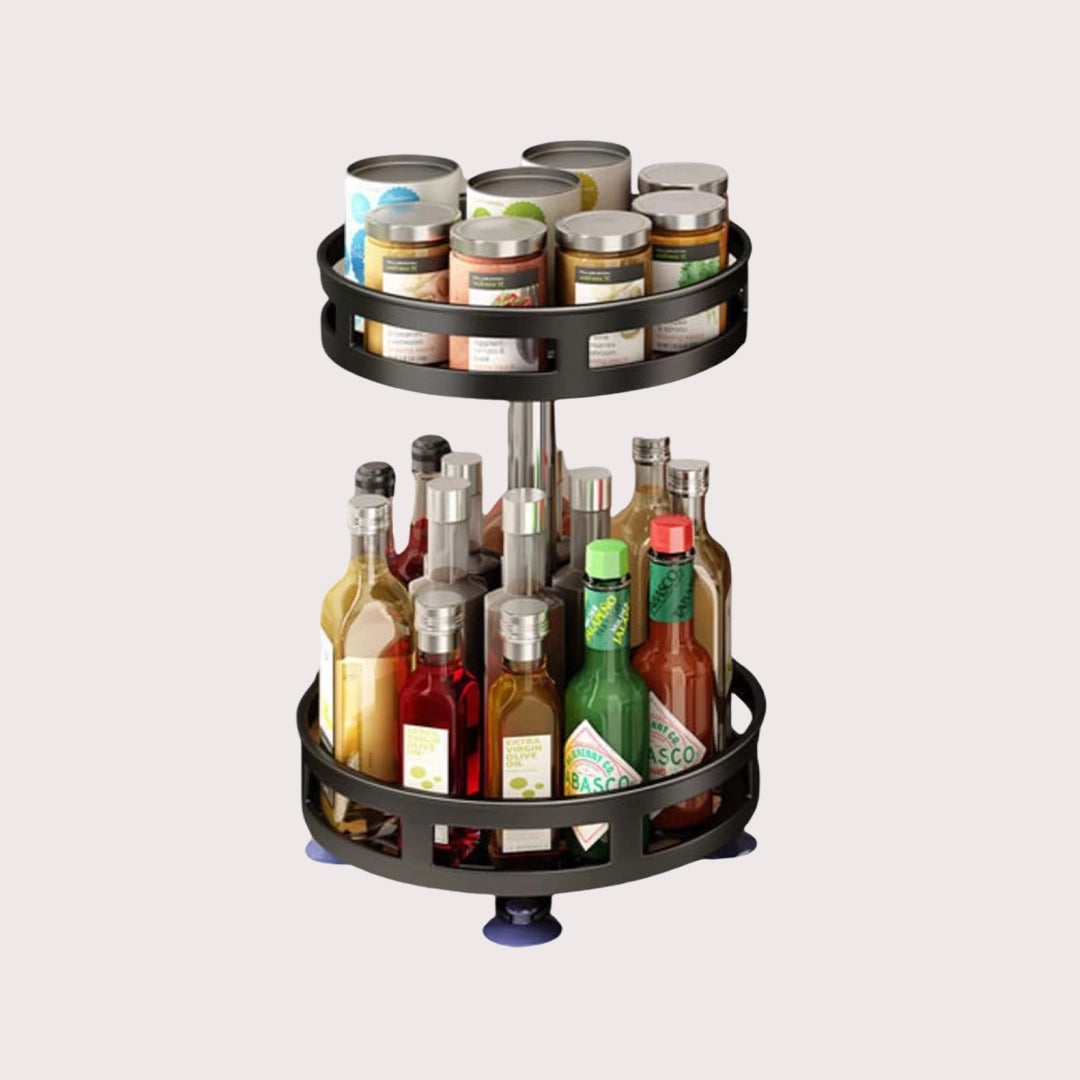 360°Rotation Spice Rack Organizer Jar Cans Non-Skid Storage Tray for Seasonings Kitchen Storage Rack Kitchen Accessories