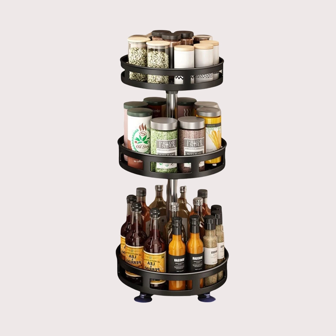 360°Rotation Spice Rack Organizer Jar Cans Non-Skid Storage Tray for Seasonings Kitchen Storage Rack Kitchen Accessories