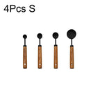 4/8Pcs Black Wooden Handle Stainless Steel Measuring Cups Spoons Baking Tools Coffee Bartending Scale Kitchen Accessories Set - CheffyCorner