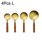 4/8Pcs Black Wooden Handle Stainless Steel Measuring Cups Spoons Baking Tools Coffee Bartending Scale Kitchen Accessories Set - CheffyCorner