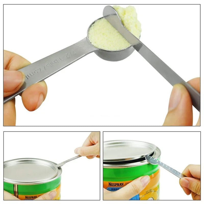 6/7/9Pcs Multipurpose Food - Grade Stainless Steel Measuring Spoon Coffee Powder Spice Measure Scoop Kitchen Baking Tools - CheffyCorner