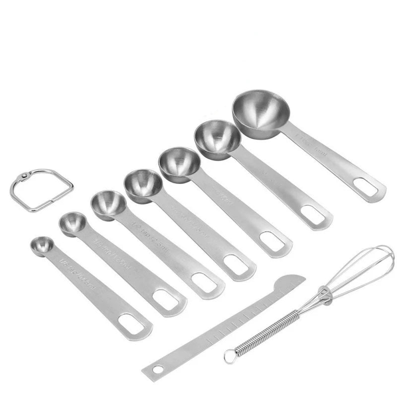 6/7/9Pcs Multipurpose Food - Grade Stainless Steel Measuring Spoon Coffee Powder Spice Measure Scoop Kitchen Baking Tools - CheffyCorner
