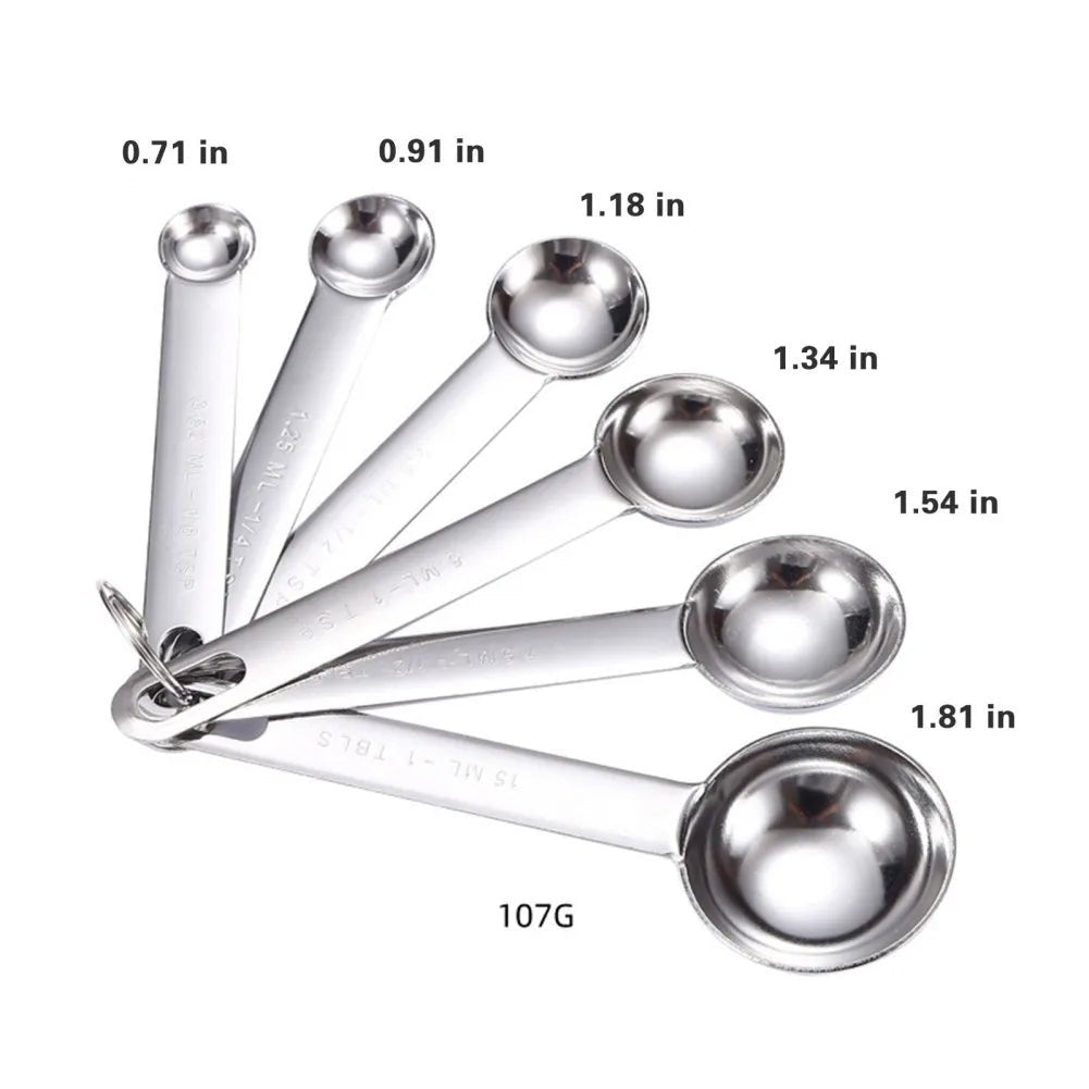 6/7/9Pcs Multipurpose Food - Grade Stainless Steel Measuring Spoon Coffee Powder Spice Measure Scoop Kitchen Baking Tools - CheffyCorner