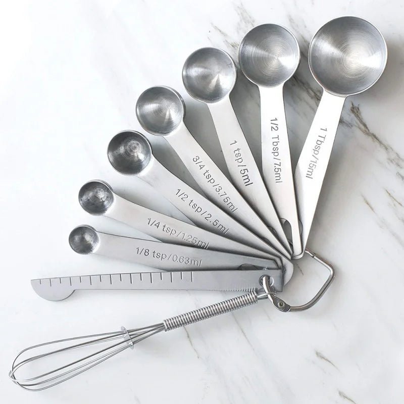 6/7/9Pcs Multipurpose Food - Grade Stainless Steel Measuring Spoon Coffee Powder Spice Measure Scoop Kitchen Baking Tools - CheffyCorner