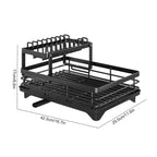 Adjustable Dish Drying Rack & Drainboard Organizer for Kitchen Plates, over Sink Countertop, Cutlery Storage with Drain Rac