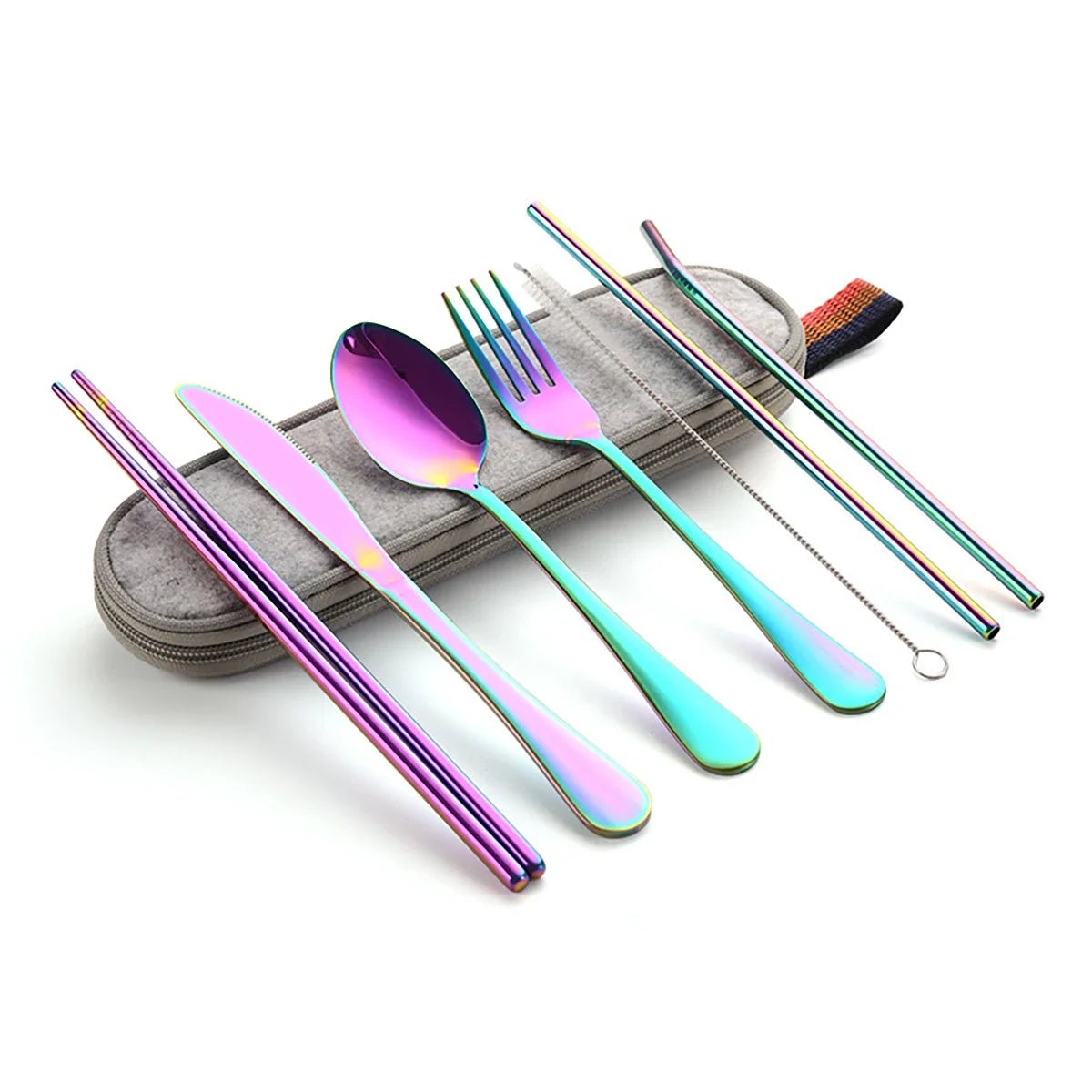 8PCS Portable Tableware Single Box Suitable for Outdoor Picnic Travel Students Chopsticks Fork Spoon Knife Easy to Take - CheffyCorner