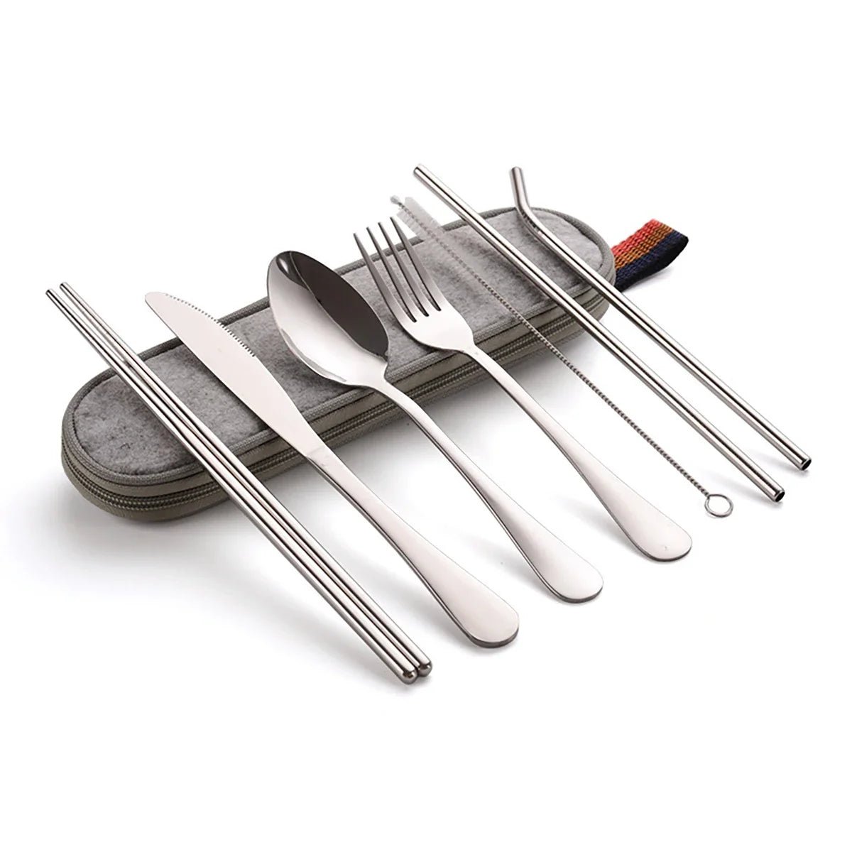 8PCS Portable Tableware Single Box Suitable for Outdoor Picnic Travel Students Chopsticks Fork Spoon Knife Easy to Take - CheffyCorner