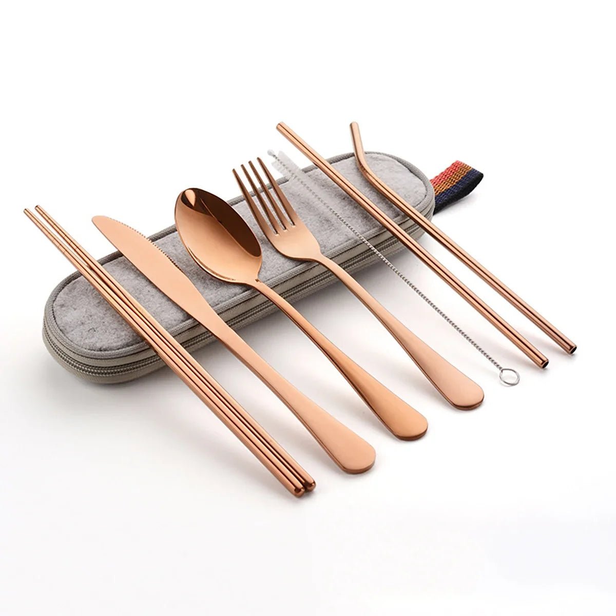 8PCS Portable Tableware Single Box Suitable for Outdoor Picnic Travel Students Chopsticks Fork Spoon Knife Easy to Take - CheffyCorner