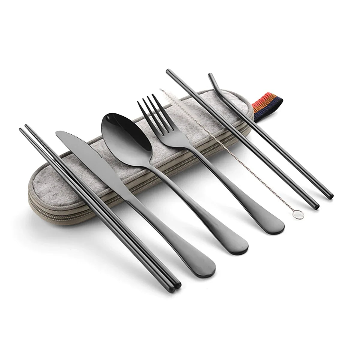 8PCS Portable Tableware Single Box Suitable for Outdoor Picnic Travel Students Chopsticks Fork Spoon Knife Easy to Take - CheffyCorner
