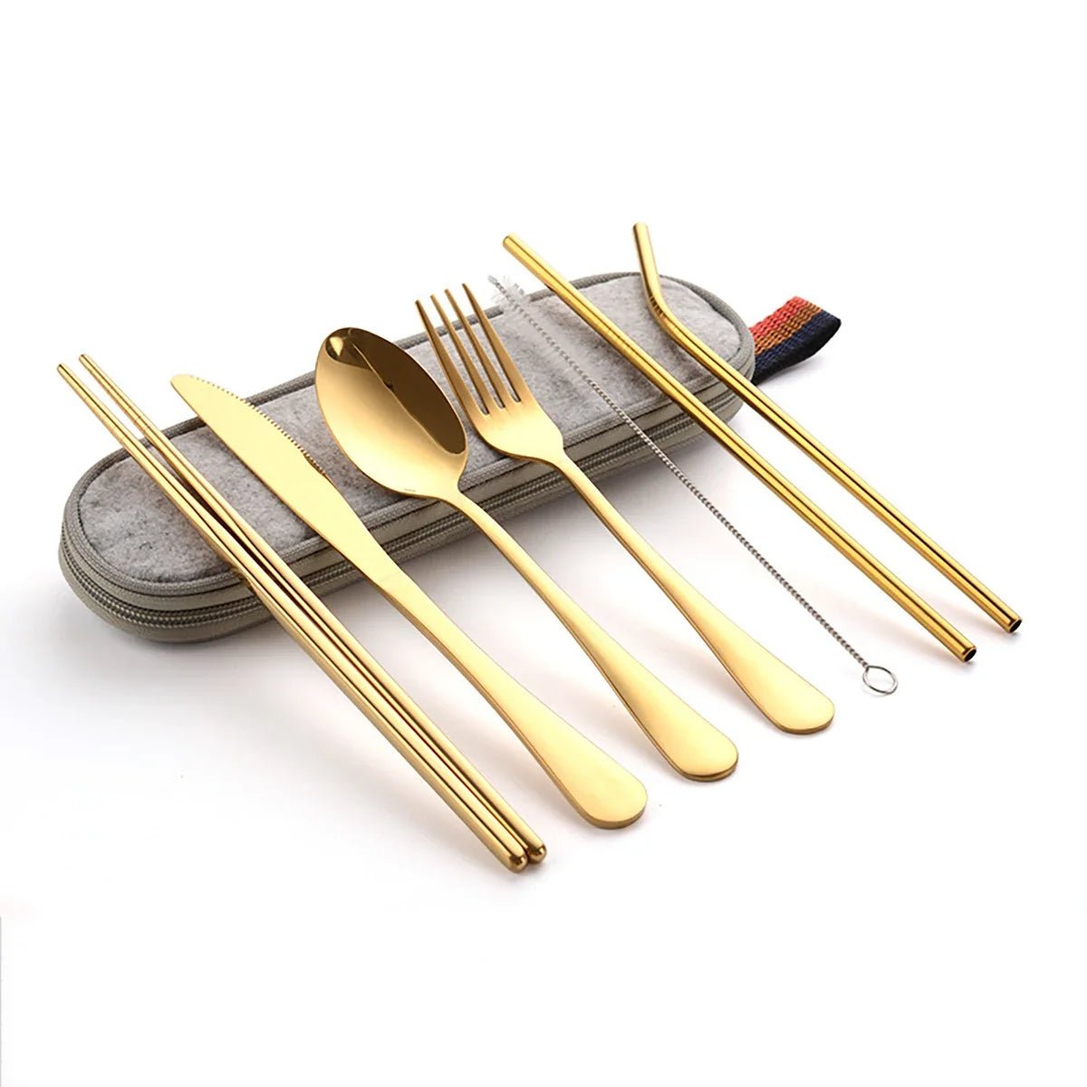 8PCS Portable Tableware Single Box Suitable for Outdoor Picnic Travel Students Chopsticks Fork Spoon Knife Easy to Take - CheffyCorner