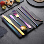 8PCS Portable Tableware Single Box Suitable for Outdoor Picnic Travel Students Chopsticks Fork Spoon Knife Easy to Take - CheffyCorner