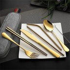 8PCS Portable Tableware Single Box Suitable for Outdoor Picnic Travel Students Chopsticks Fork Spoon Knife Easy to Take - CheffyCorner