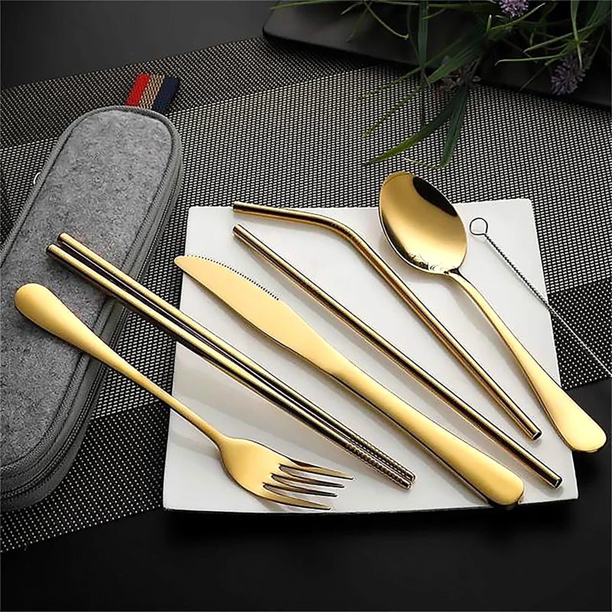 8PCS Portable Tableware Single Box Suitable for Outdoor Picnic Travel Students Chopsticks Fork Spoon Knife Easy to Take - CheffyCorner