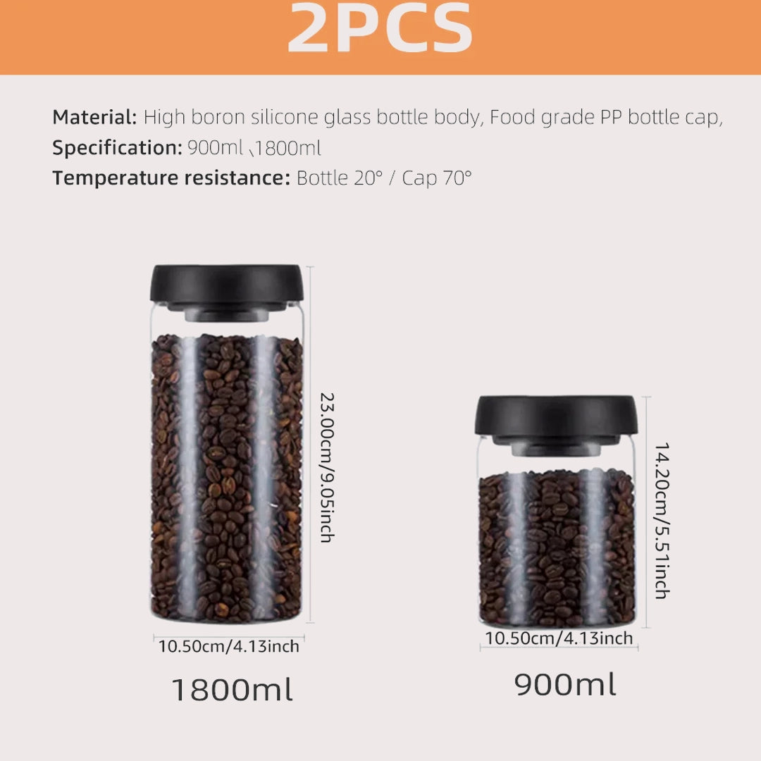 Bulk glass storage jars for coffee, tea, and sugar 