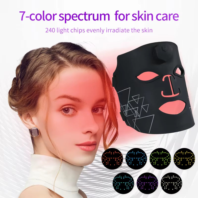 Rechargeable 7‑Color LED Face Mask Silicone