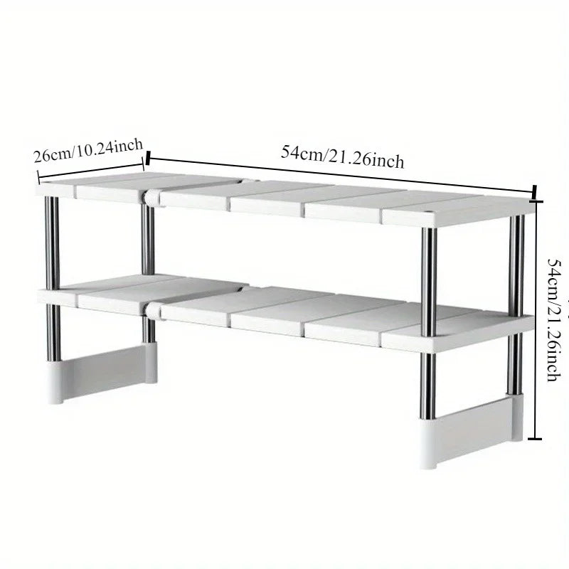 1 Stainless Steel Expandable Kitchen Sink Storage Rack Cabinet Storage Multi-Layer Multifunctional Internal Layered Storage Rack