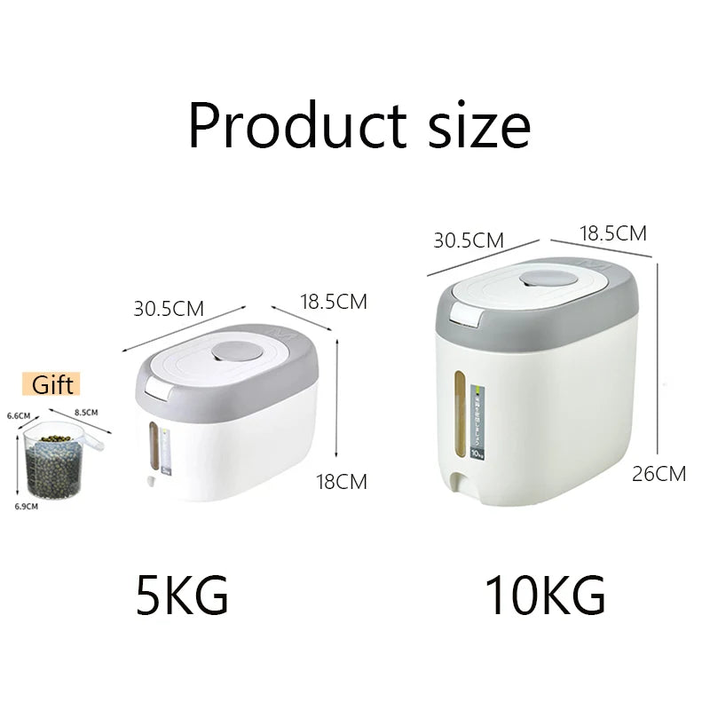 5KG/10KG Rice Dispenser Kitchen Organizer and Storage Container Home Box Cereal Jar Botes Cocina Almacenaje Alimentos