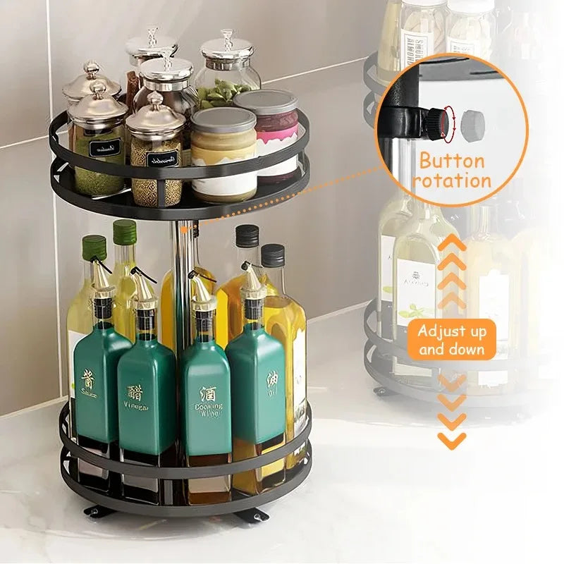 360°Rotation Spice Rack Organizer Jar Cans Non-Skid Storage Tray for Seasonings Kitchen Storage Rack Kitchen Accessories