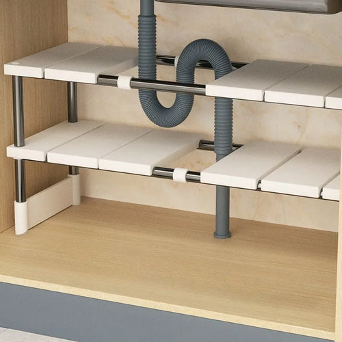 1 Stainless Steel Expandable Kitchen Sink Storage Rack Cabinet Storage Multi-Layer Multifunctional Internal Layered Storage Rack
