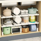 1 Stainless Steel Expandable Kitchen Sink Storage Rack Cabinet Storage Multi-Layer Multifunctional Internal Layered Storage Rack