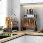 1Pc Stainless Steel Knife Holder Kitchen Rack Home Countertop Cutting Board Rack Cutting Board Knife Integrated Storage Rack