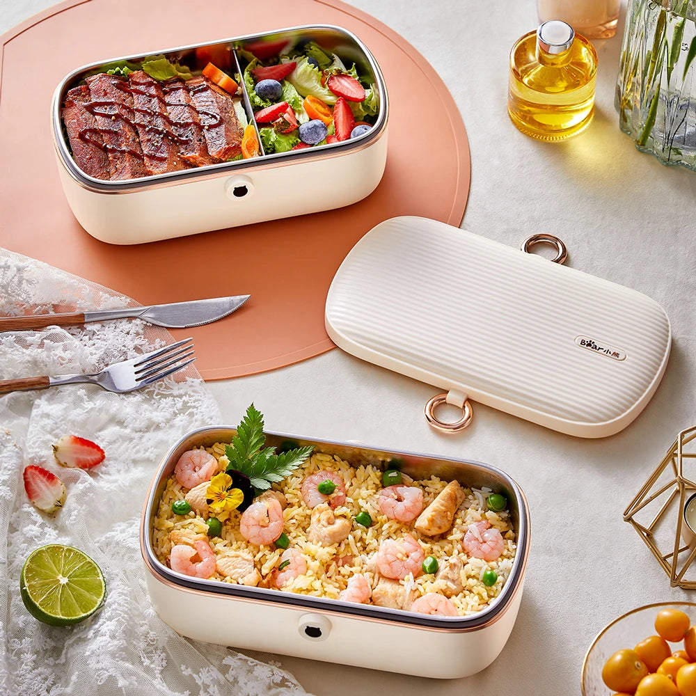 900Ml Electric Lunch Box Mini Rice Cooker Water Free Heating Bento Box Constant Temperature Heating Food Warmer Container 220V