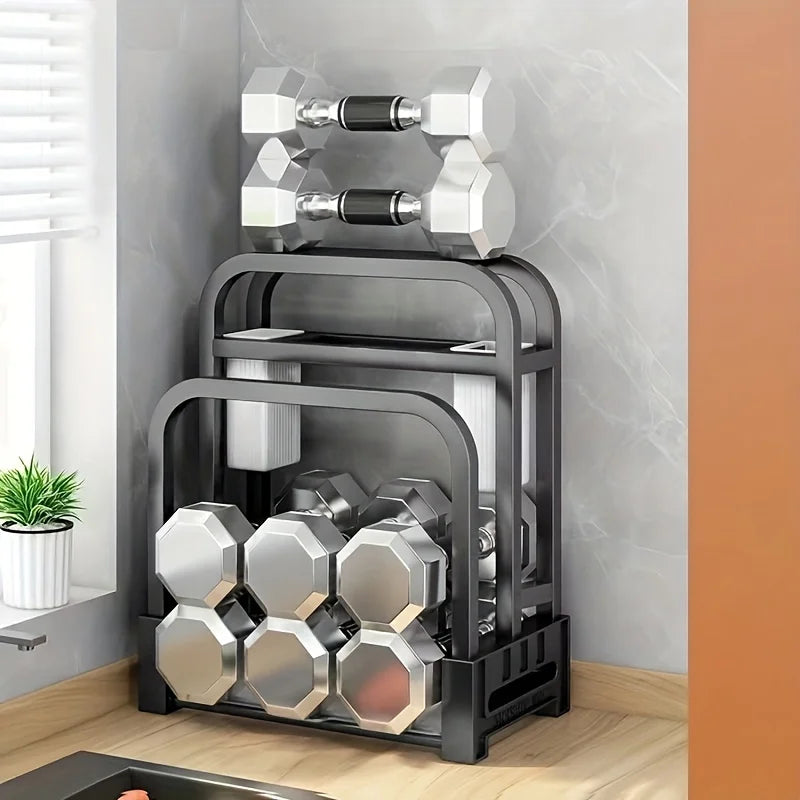 1Pc Stainless Steel Knife Holder Kitchen Rack Home Countertop Cutting Board Rack Cutting Board Knife Integrated Storage Rack