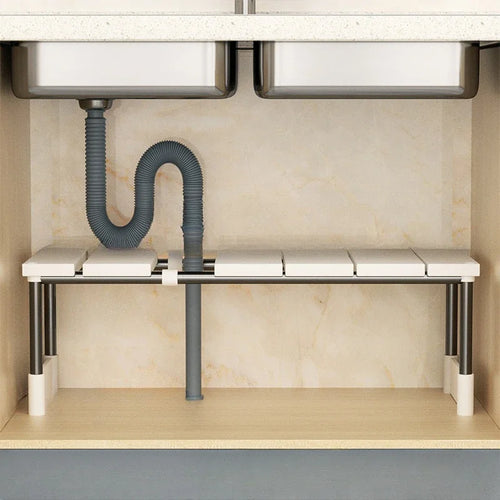 1 Stainless Steel Expandable Kitchen Sink Storage Rack Cabinet Storage Multi-Layer Multifunctional Internal Layered Storage Rack