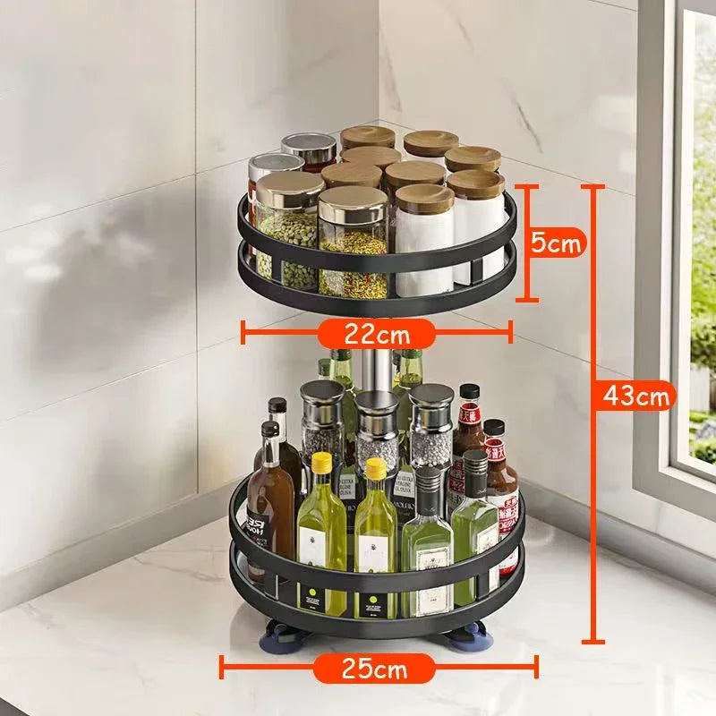 360°Rotation Spice Rack Organizer Jar Cans Non-Skid Storage Tray for Seasonings Kitchen Storage Rack Kitchen Accessories