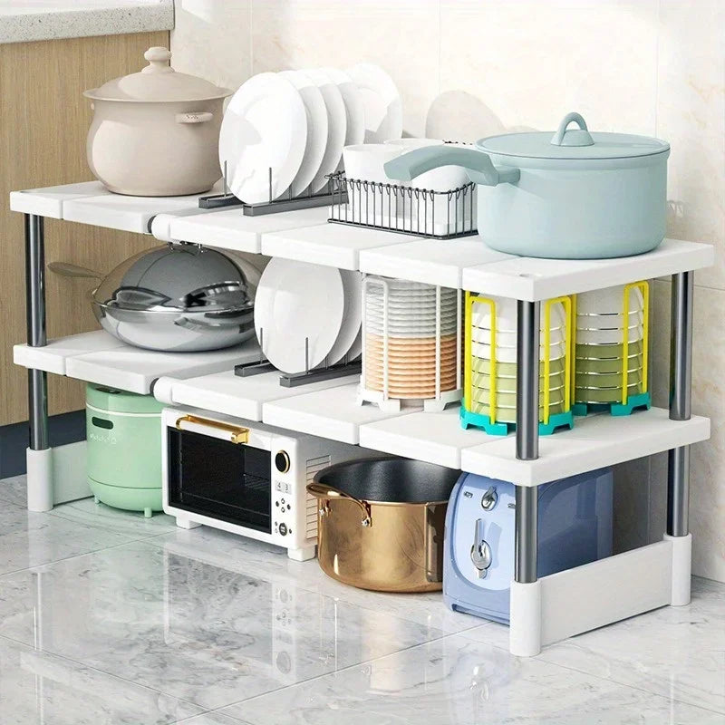 1 Stainless Steel Expandable Kitchen Sink Storage Rack Cabinet Storage Multi-Layer Multifunctional Internal Layered Storage Rack