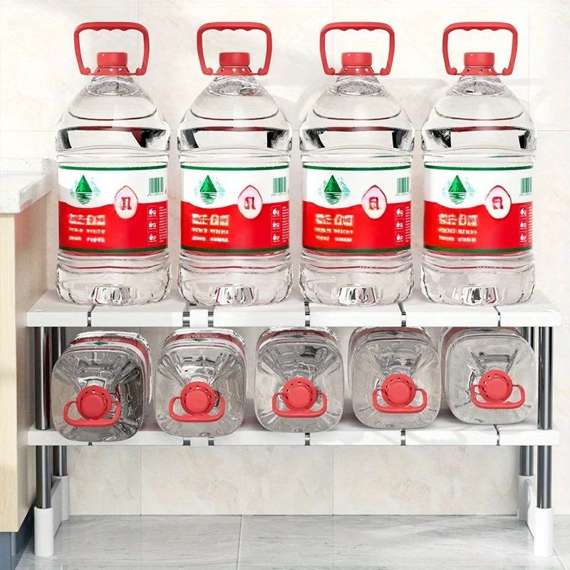 1 Stainless Steel Expandable Kitchen Sink Storage Rack Cabinet Storage Multi-Layer Multifunctional Internal Layered Storage Rack