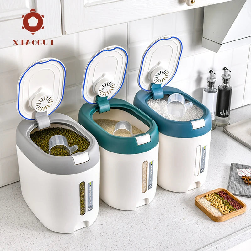 5KG/10KG Rice Dispenser Kitchen Organizer and Storage Container Home Box Cereal Jar Botes Cocina Almacenaje Alimentos