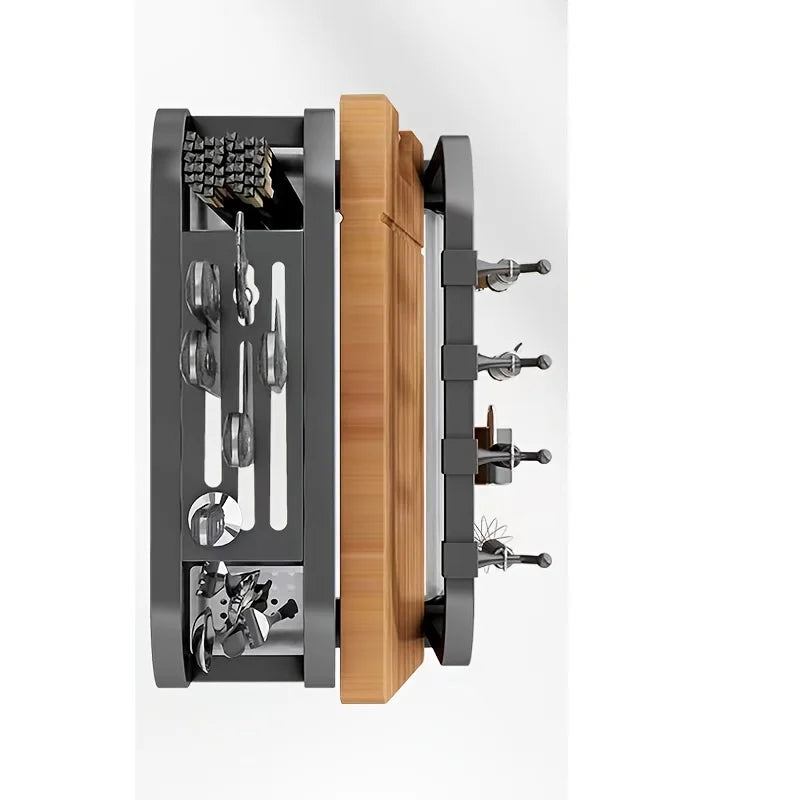 1Pc Stainless Steel Knife Holder Kitchen Rack Home Countertop Cutting Board Rack Cutting Board Knife Integrated Storage Rack