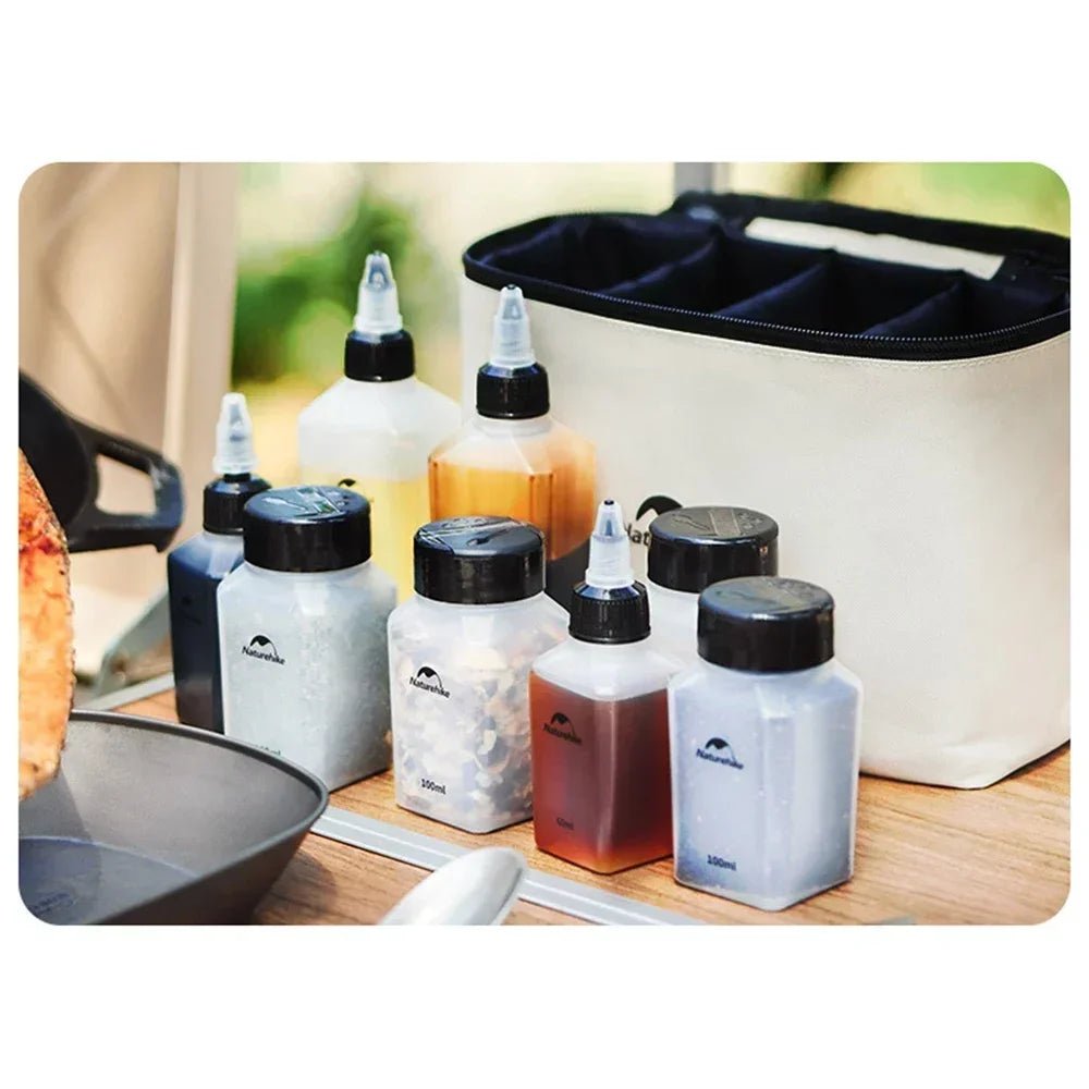 Camping Accessories Outdoor BBQ Picnic 6/8 Pieces Set Seasoning Spice Storage Jars Set with Storage Bag - CheffyCorner