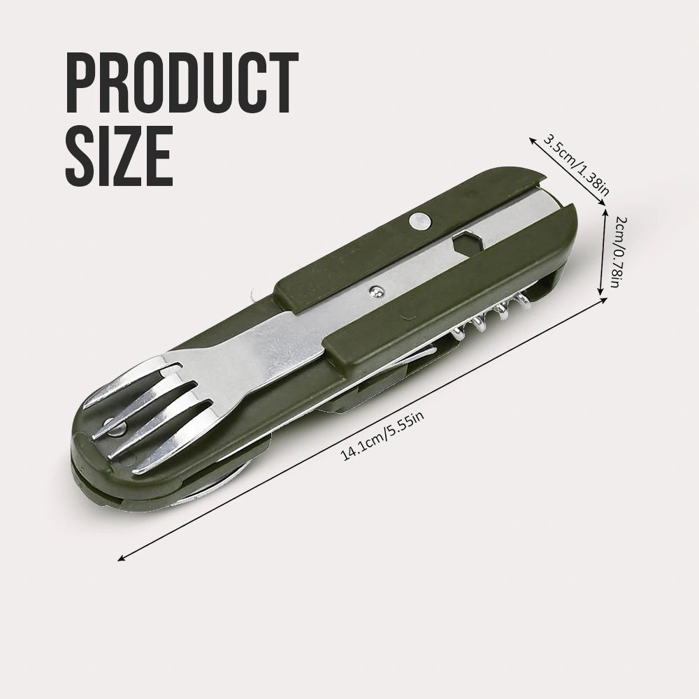 Camping Cutlery Knife | Fork Spoon Bottle Opener | Tableware Stainless Steel Pocket Cutlery - CheffyCorner