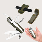 Camping Cutlery Knife | Fork Spoon Bottle Opener | Tableware Stainless Steel Pocket Cutlery - CheffyCorner