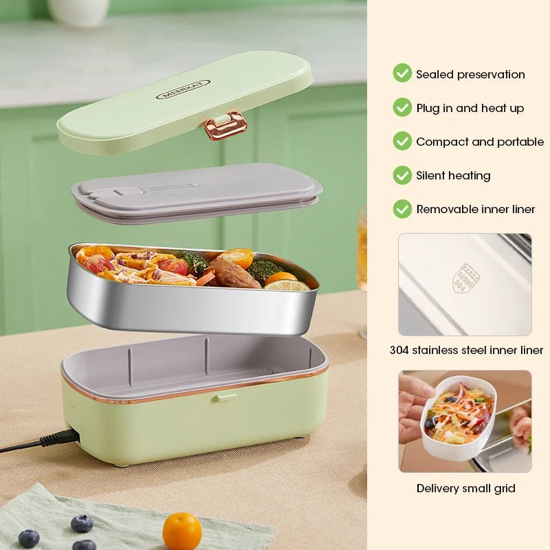 Electric Hot Rice Box Food Heater Lunch Insulated Lunch Box Convenient Food Heating Waterless Heating Bento Box Office Dormitory - CheffyCorner