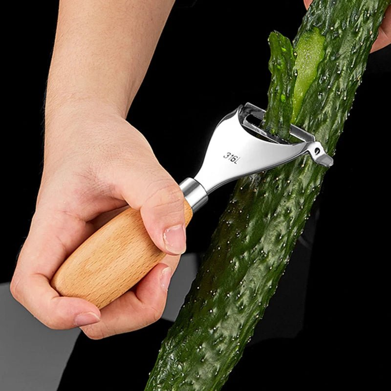 Kitchen 304 Stainless Steel Peeler Corn Kernel Separator with Wooden Handle Potato Cucumber Grater Home Life Helper Tools - CheffyCorner