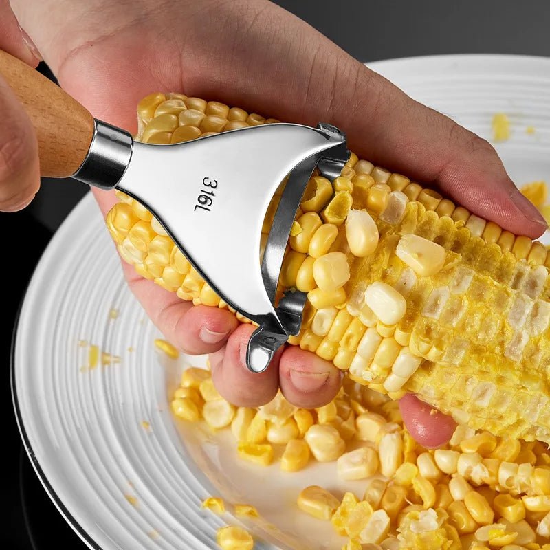 Kitchen 304 Stainless Steel Peeler Corn Kernel Separator with Wooden Handle Potato Cucumber Grater Home Life Helper Tools - CheffyCorner