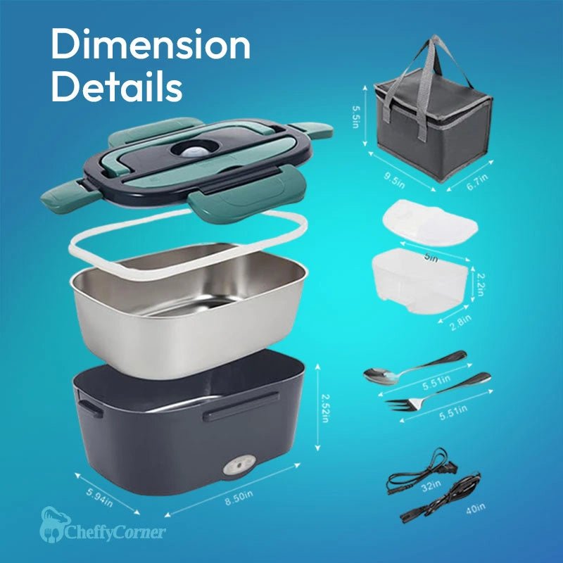 Portable Electric Lunch Box 1.5 L – Leak‑Proof Food Warmer for Car, Office, Travel - CheffyCorner