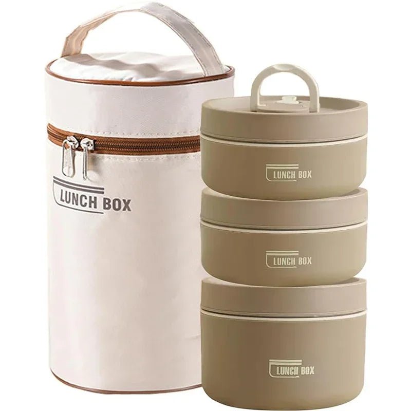 Portable Insulated Food Lunch Container Set with Thermal Lunch Box 3 Separate Stackable Lunch Container for Adult Kids - CheffyCorner